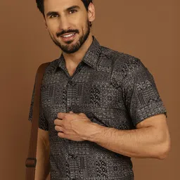 Indian Needle Classic Ethnic Motifs Printed Formal Shirt-picture-12