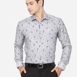 JB STUDIO Men Grey Slim Fit Floral Printed Formal Shirt-picture-28