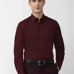 Peter England Men Maroon Solid Formal Shirt-image-85