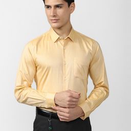 Peter England Men Yellow Pure Cotton Slim Fit Formal Shirt-picture-30