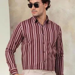 Indian Needle Classic Opaque Striped Cotton Formal Shirt-picture-27