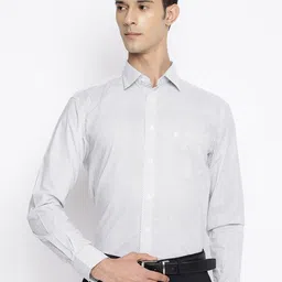 Cantabil Men White & Grey Printed Cotton Formal Shirt-picture-32