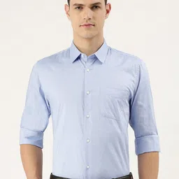 Peter England Men Blue Slim Fit Pure Cotton Formal Shirt-picture-39