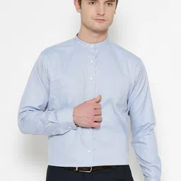 Shaftesbury London Band Collar Classic Slim Fit Cotton Formal Shirt-picture-24