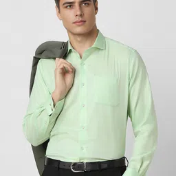 Van Heusen Men Spread Collar Solid Cotton Slim Fit Formal Shirt-picture-34