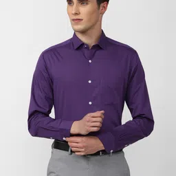 Peter England Elite Men Purple Pure Cotton Formal Shirt-picture-23