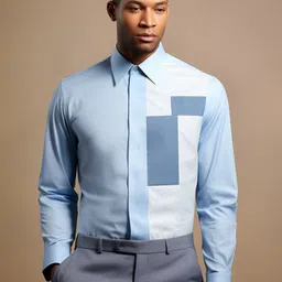 HE SPOKE Smart Tailored Fit Colourblocked Cotton Semiformal Shirt-picture-13