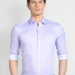 Arrow Slim Fit Geometric Printed Spread Collar Chest Pocket Pure Cotton Formal Shirt-image-30