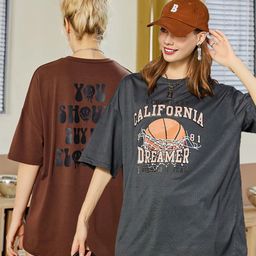 Christy World Pack of 2 Typography Printed Oversized T-shirt-picture-23