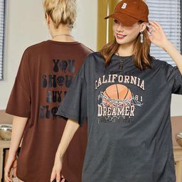 Christy World Pack of 2 Typography Printed Oversized T-shirt-picture-7