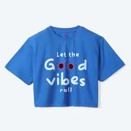 JUSTICE Girls Typographic Printed Pure Cotton Boxy T-shirt-picture-47