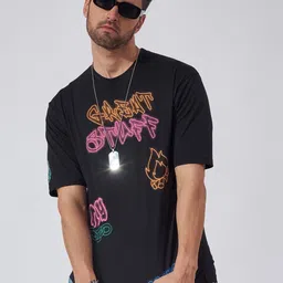 Maniac Typography Printed Round Neck Cotton Boxy T-shirt-picture-27
