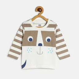 MINI KLUB Boys Off White & Brown Striped Cotton T-shirt-picture-53