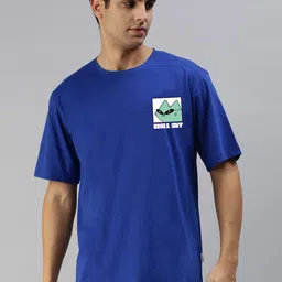 VEIRDO Men Blue Pocket Print Oversize T-shirt-picture-31