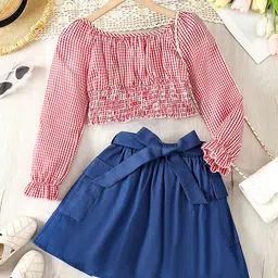 INCLUD Girls Checked Top with Skirt-image-17