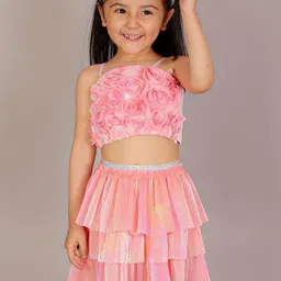 LIL DRAMA Girls Self Design With Skirt-image-78