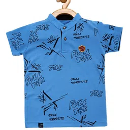 earth conscious Boys Blue Printed Regular Fit Pure Cotton T-shirt-picture-40