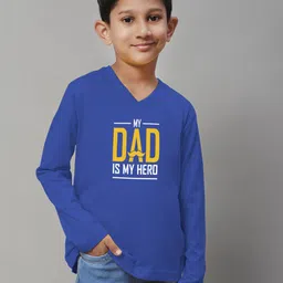 Friskers Boys Blue Typography Printed V-Neck Applique T-shirt-picture-20