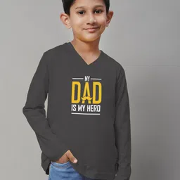 Friskers Boys Grey Typography Printed V-Neck Applique T-shirt-picture-16