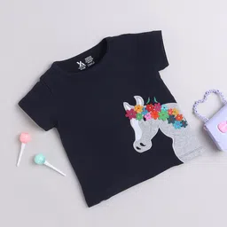 Yellow Apple Girls Graphic Printed Cotton T-shirt image 1