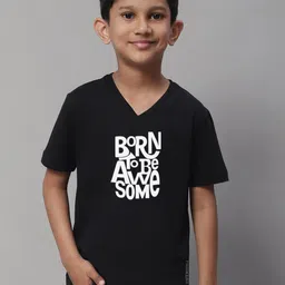 Friskers Boys Typography Printed V-Neck Casual Bio Wash Pure Cotton T-Shirt-picture-19