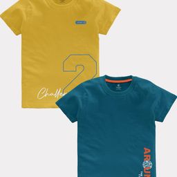 CODEZ Boys Pack OF 2 Typography Printed Cotton T-shirt-picture-0