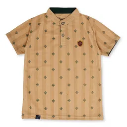earth conscious Boys Beige Printed Polo Collar T-shirt-picture-35
