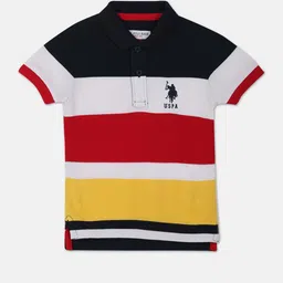 U.S. Polo Assn. Kids Boys Colourblocked Polo Collar Pure cotton T-shirt-picture-29