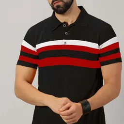 AUSK Men Colourblocked Polo Collar Applique T-shirt-picture-35