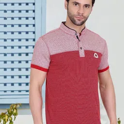 AXMANN Colourblocked Mandarin Collar Cotton Casual T-shirt-picture-40