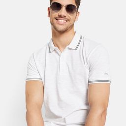Octave Men White Polo Collar Applique T-shirt-picture-25