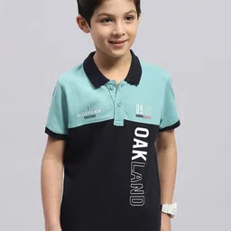 Monte Carlo Boys Summer Typography Printed Polo Collar Cotton T-shirt-picture-31