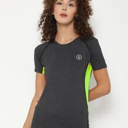 CHKOKKO Women Grey Melange Active Wear Sports T-shirt-picture-11