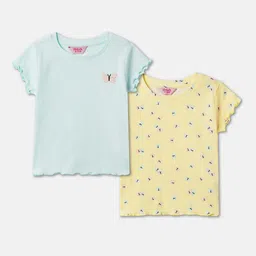 R&B Girls Pack Of 2 Printed Round Neck Regular Sleeves Cotton T-shirt-picture-51