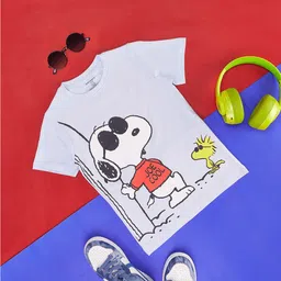 Pantaloons Junior Boys Snoopy Printed Round Neck Cotton T-shirt-image-93