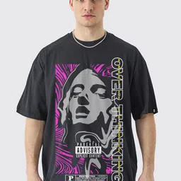 PRONK Graphic Printed Drop Shoulder Cotton Oversized T-Shirt-image-42