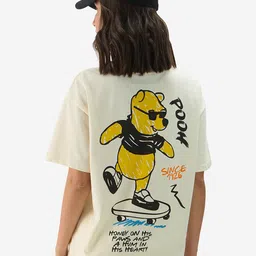 The Souled Store Off White Winnie The Pooh Printed Oversized Cotton T-shirt-picture-33