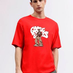 MISCHIEF MONKEY Men Graphic Printed Round Neck Cotton Oversized T-Shirt-picture-43