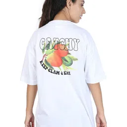 ZU Typography Printed Drop-Shoulder Sleeves Cotton Longline Oversized T-shirt-picture-37
