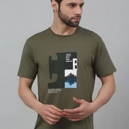 Cantabil Typography Printed Round Neck Cotton T-shirt image 1