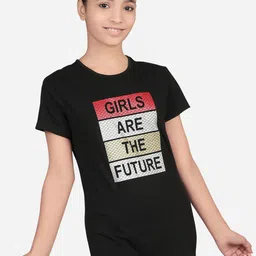 Bodycare Girls Typography Printed Round Neck Cotton T-shirt-picture-36