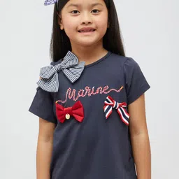 One Friday Girls Typography Printed Bow Detailed T-shirt-picture-58
