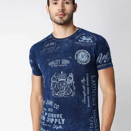Pepe Jeans Men Blue Printed T-shirt image 1
