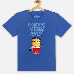 Kids Ville Boys Blue Minions Printed Pure Cotton T-shirt-picture-22