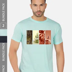 CHOZI Pack Of 2 Graphic Printed Regular Fit Cotton Casual T-shirt-picture-25