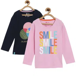 3PIN Girls Pack Of 2 Black Typography Printed T-shirts-picture-55