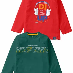CODEZ Boys Pack Of 2 Typography Printed Long Sleeves Cotton Casual T-shirts-picture-24