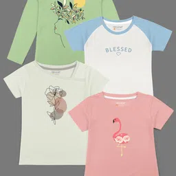 HELLCAT Girls Pack Of 4 Printed Cotton T-shirts-picture-21