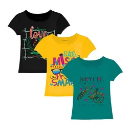 CoolTees4U Girls Pack Of 3 Graphic Printed Round Neck Short Sleeves Cotton T-shirt-picture-17