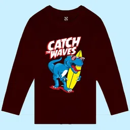 NUSYL Boys Maroon Printed Applique T-shirt-picture-32